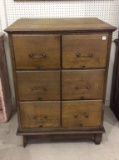 Antique 6 Drawer File Cabinet w/ Paneled Sides &
