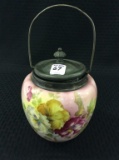 Floral Painted Biscuit Jar w/ Lid