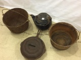 Lot of 4 Including Iron Kettle,