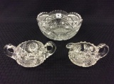 Lot of 3 Including Cut Glass Etched