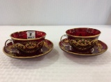 Pair of Moser Hand Painted Victorian Design