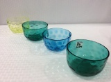 Lot of 4 Sm. Various Color Victorian Bubble Glass