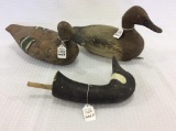 Lot of 3 Including 2 Decoys-Unknown Wood