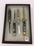 Lot of 4 Italian Milano Push Button Knives