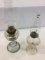 Pair of Glass Pedestal Kerosene Lamps w