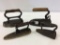 Lot of 4  Various Old Flat Irons