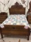 Antique Walnut Full Size Bed w/ Quilt