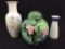 Lot of 3 Including Japan Floral Decorated Vase