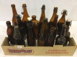 Collection of 16 Brown Glass Bottles-Mostly