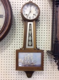 Wall Hanging Keywind Clock w/ Sailboat