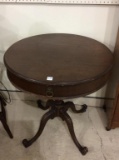 Mahogany Round One Drawer Pedestal Lamp