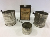 Lot of 4 Various Old Sifters Including