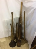 Lot of 6 Various Size Primitive Wood Mashers &