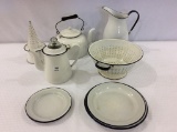 Group of White Porcelainware w/ Cobalt Blue