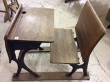Vintage Wood & Iron School Desk