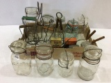 Collection of 9 Various Fruit Jars, Extra Lids,