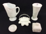 Lot of 5 White Milkglass Pieces Including