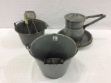 Group of Grey Porcelainware Including 2 Buckets,