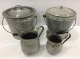 Lot of 4 Porcelainware Pieces Including 2 Pots