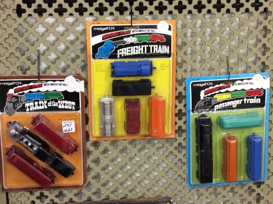 Lot of 3 Packages of  MIdge Toy Die Cast Trains
