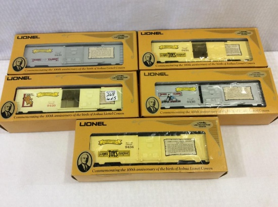 Lot of 5 Lionel O Gauge Box Cars-Limited Edition