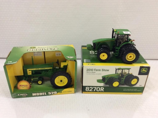 Lot of 2 John Deere Die Cast Metal Tractors