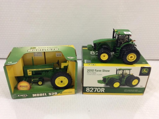 Lot of 2 John Deere Die Cast Metal Tractors