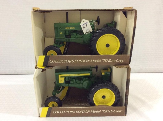 Lot of 2 John Deere 1/16th Scale Tractors by Ertl