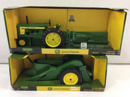 Lot of 2 John Deere Die Cast Metal 1/16th Scale