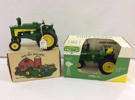 Lot of 2 John Deere 1/16th Scale Tractors by Ertl