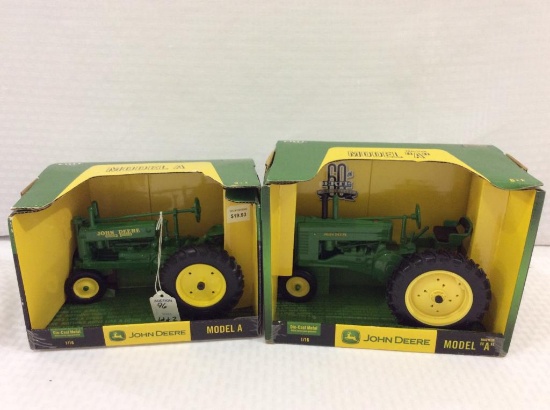 Lot of 2 John Deere 1/16th Scale Die Cast Tractors