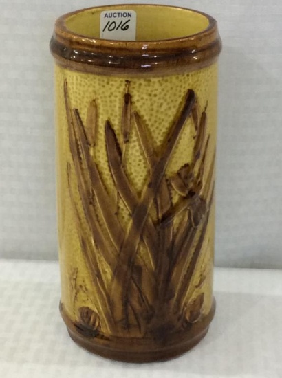 Western Stoneware Brown & Yellow Cattail Vase