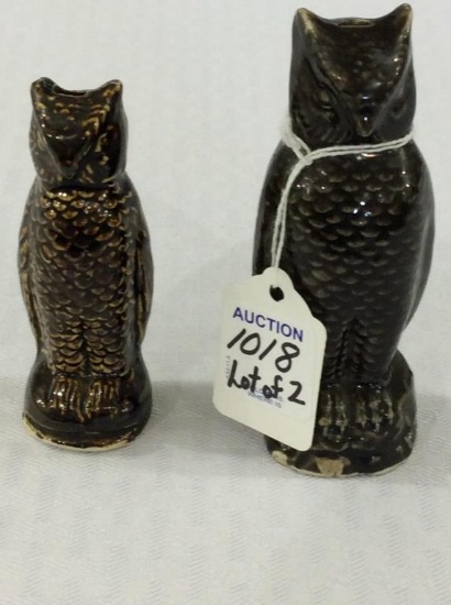 Lot of 2 Stoneware Owl Whistles