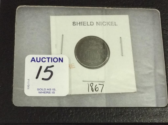 Rare 1867 Shield Nickel (Showcase Not Included)