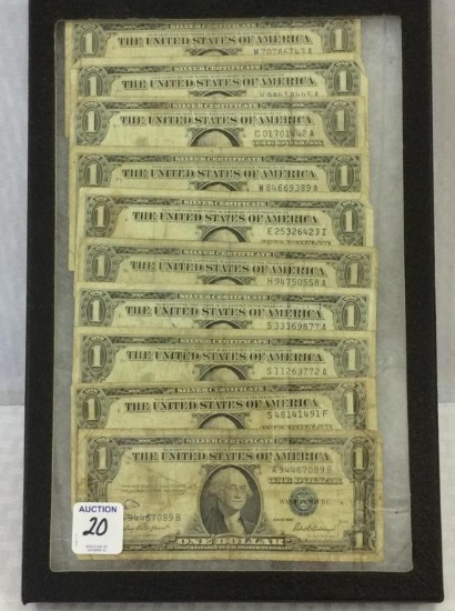 Lot of 10 One Dollar Silver Certificates