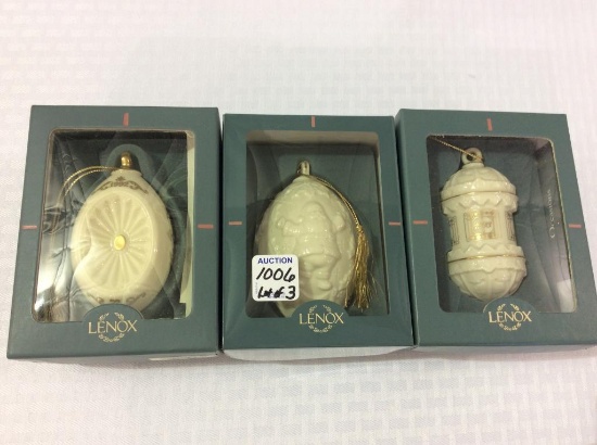 Lot of 3 Lenox Christmas Ornaments in Original