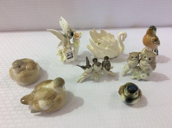 Lot of 8 Various Bird & Owl Figurines
