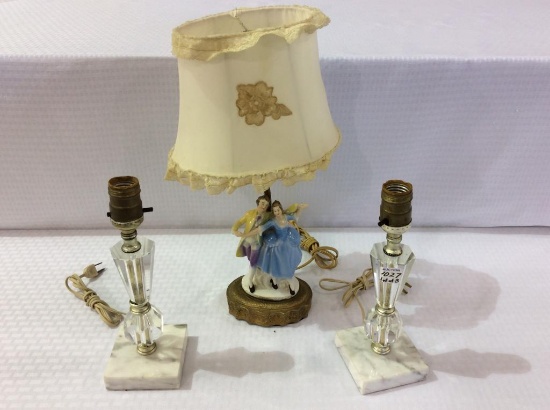 Lot of 3 Sm. Lamps Including 2 Marble Base