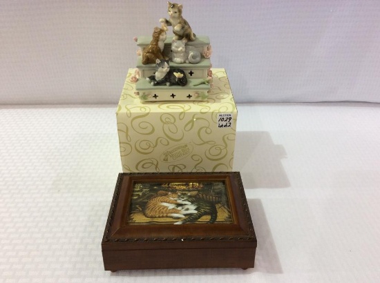 Lot of 2 Kitten Design Music Boxes