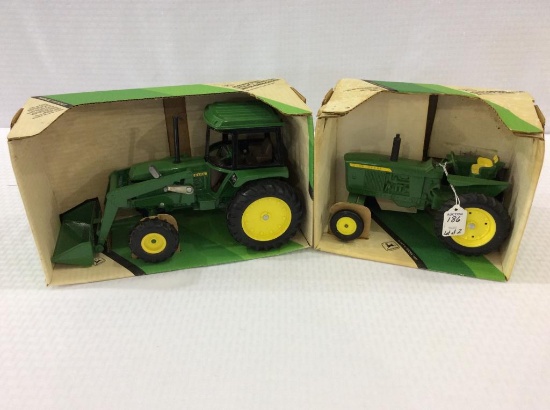 Lot of 2 Ertl John Deere 1/16th Scale Tractors
