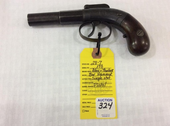 Allen & Thurber Bar Hammer Single Shot  Pistol