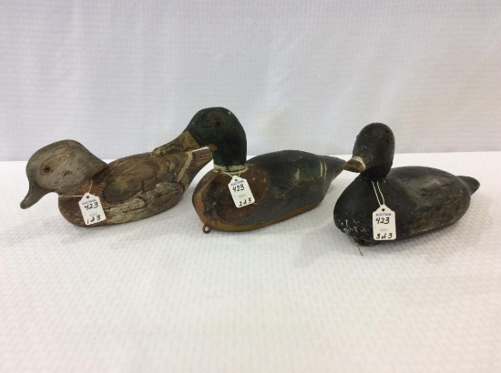 Lot of 3 Decoys Including Mallard Drake,