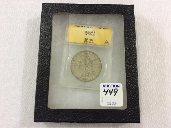 1884-O Residue Morgan Silver Dollar-Graded EF 45