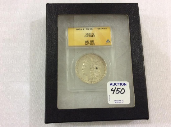 1884 Morgan Silver Dollar-Graded AU 55