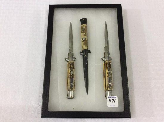 Lot of 3 Italian Milano Push Button Knives