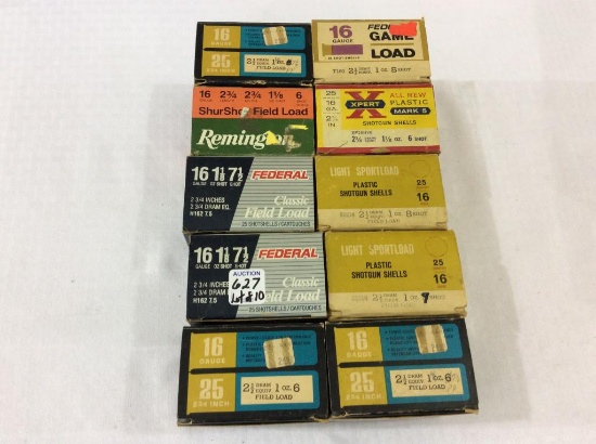 Lot of 10 Full Boxes of Various 16 Ga. Ammo