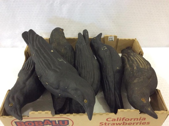 Lot of 6 Paper Mache/FIber Crows