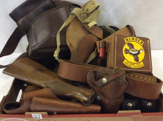 Lg. Group of Leather Holsters/Belts, Gun Stock