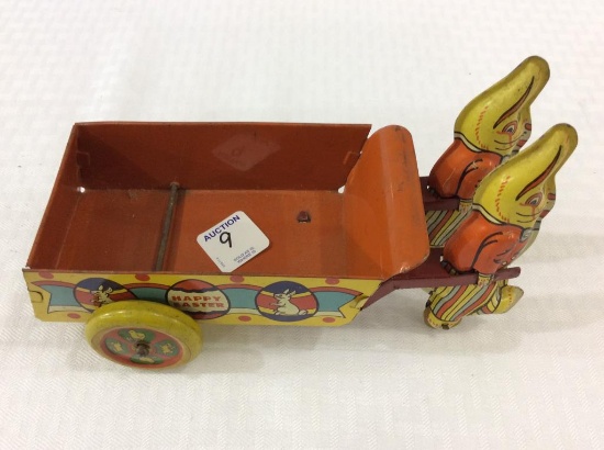 Wyandotte Toys Tin Happy Easter Bunny Drawn Cart