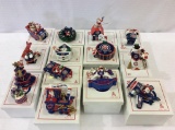 Lot of 14 Various Cubs Christmas Ornaments w/